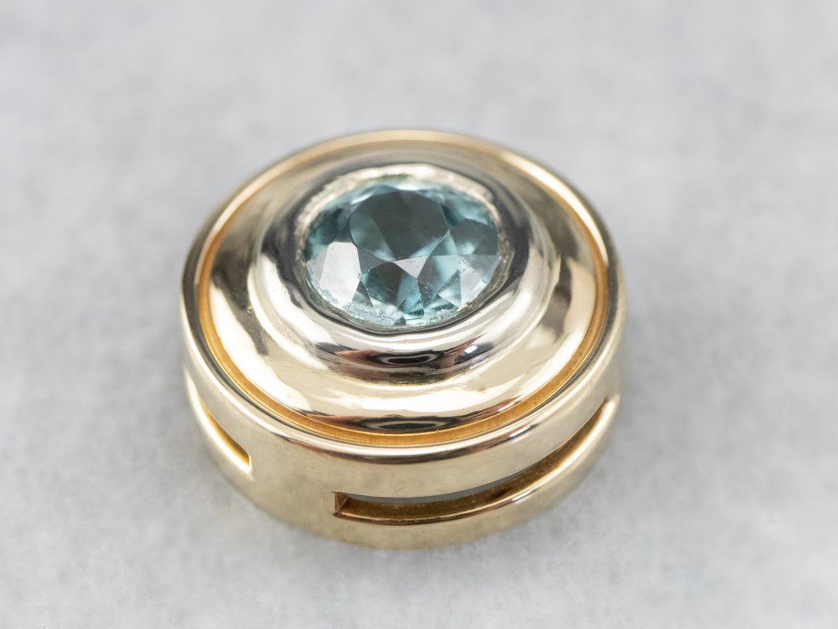 Blue Zircon Gold Slide Pendant