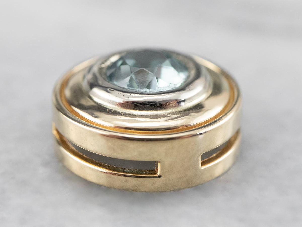 Blue Zircon Gold Slide Pendant