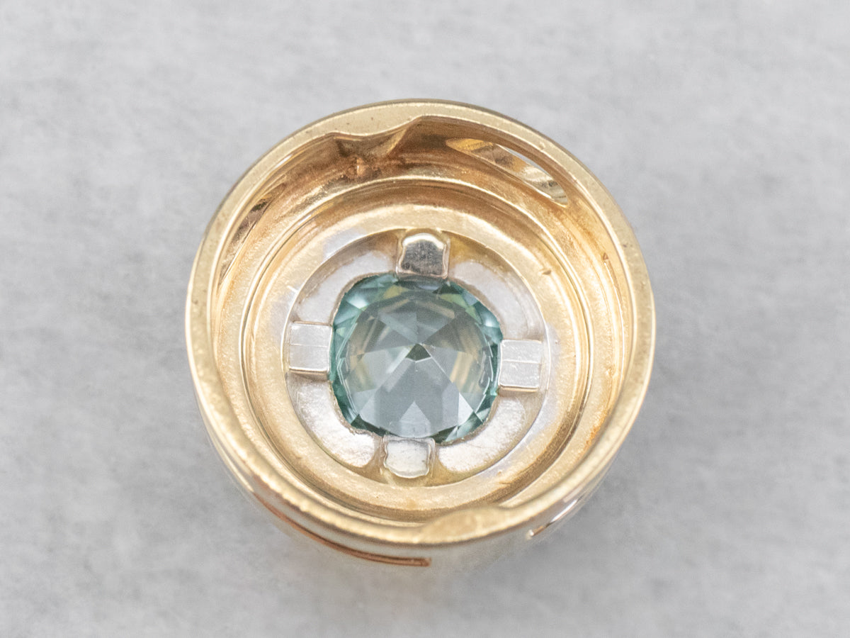 Blue Zircon Gold Slide Pendant