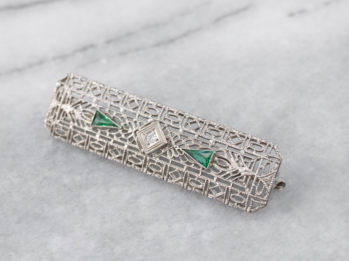 Art Deco Diamond Filigree Brooch