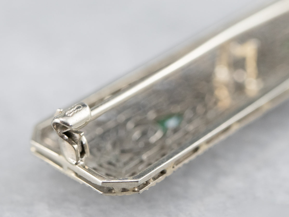 Art Deco Diamond Filigree Brooch