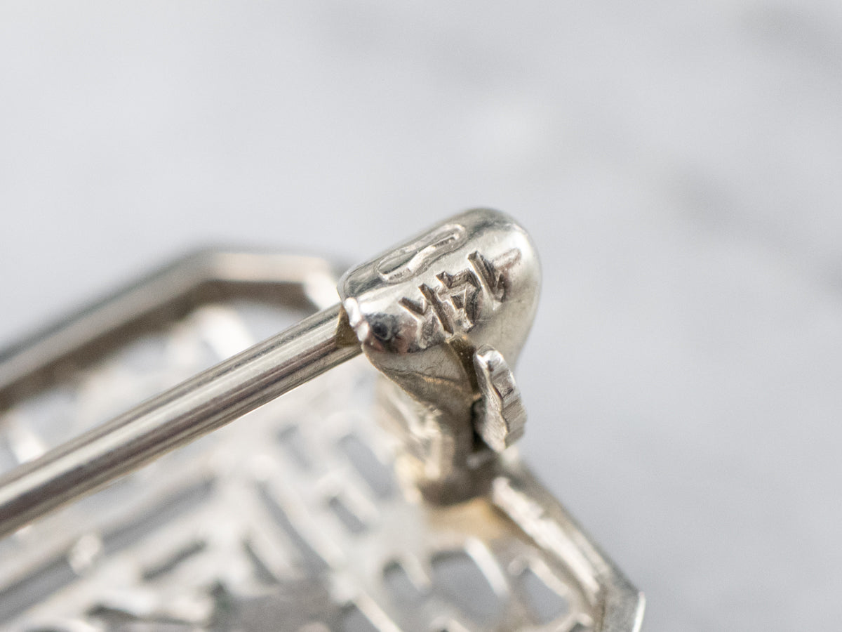 Art Deco Diamond Filigree Brooch