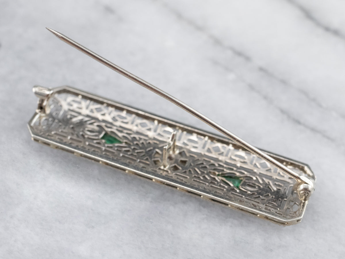 Art Deco Diamond Filigree Brooch