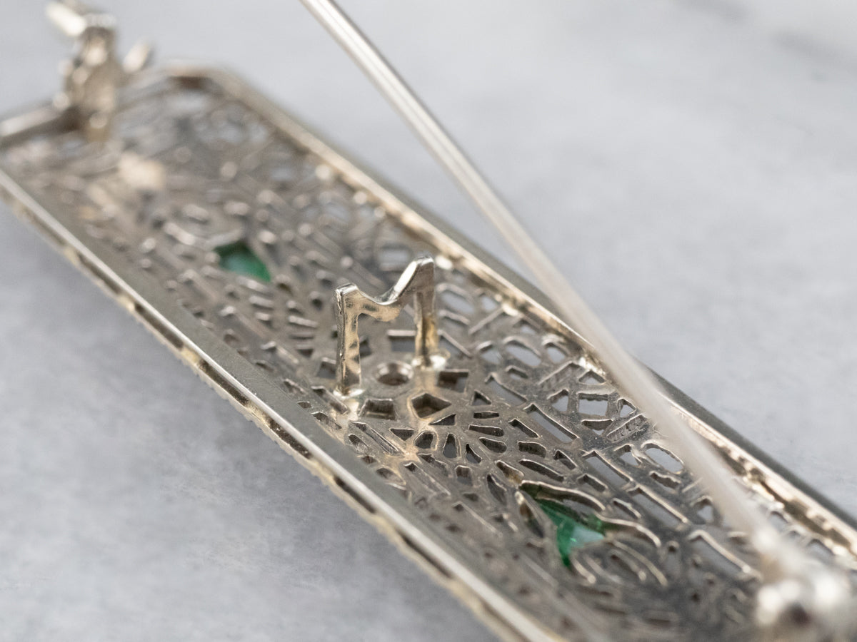 Art Deco Diamond Filigree Brooch