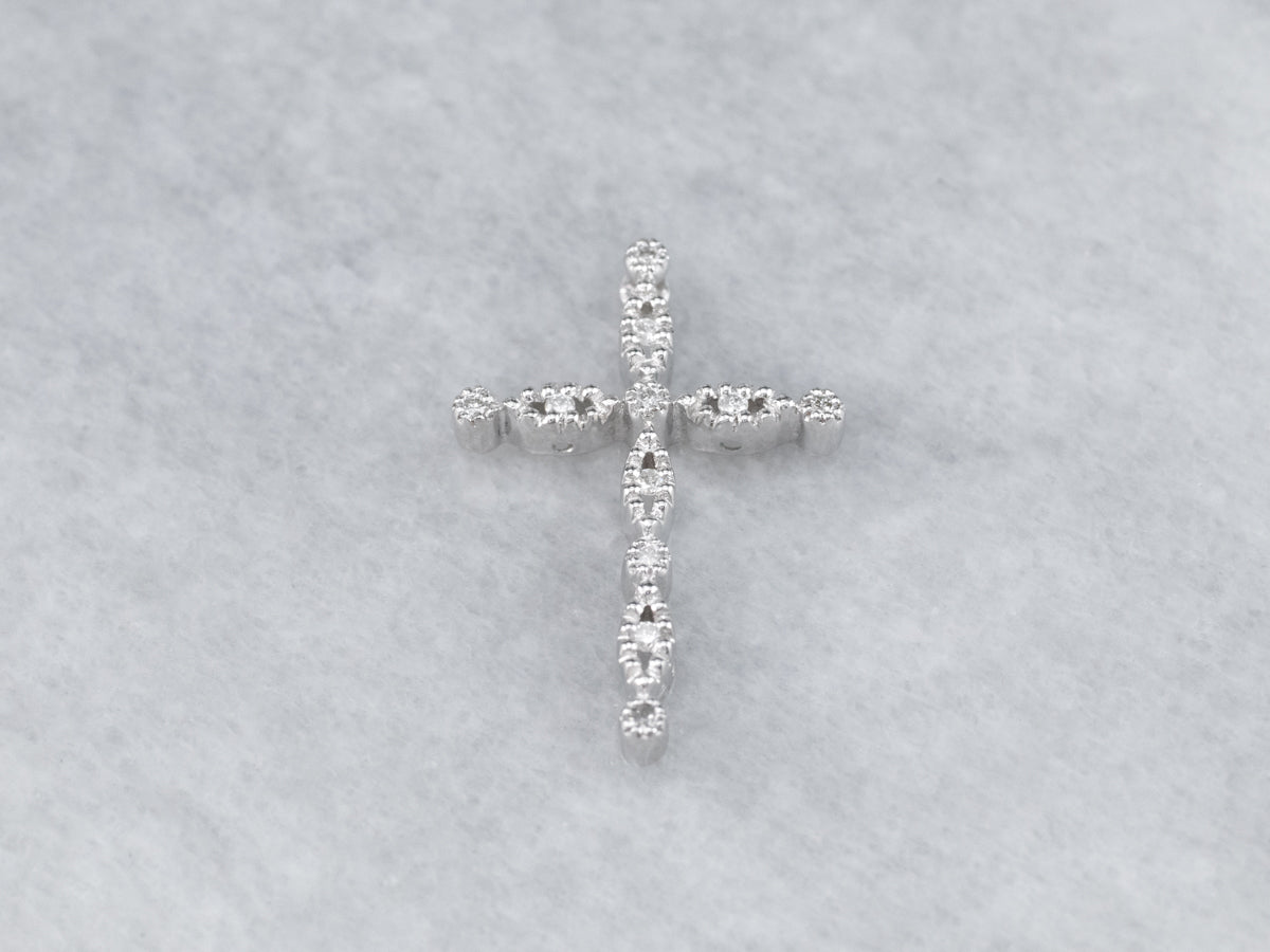 White Gold Ladies Diamond Cross