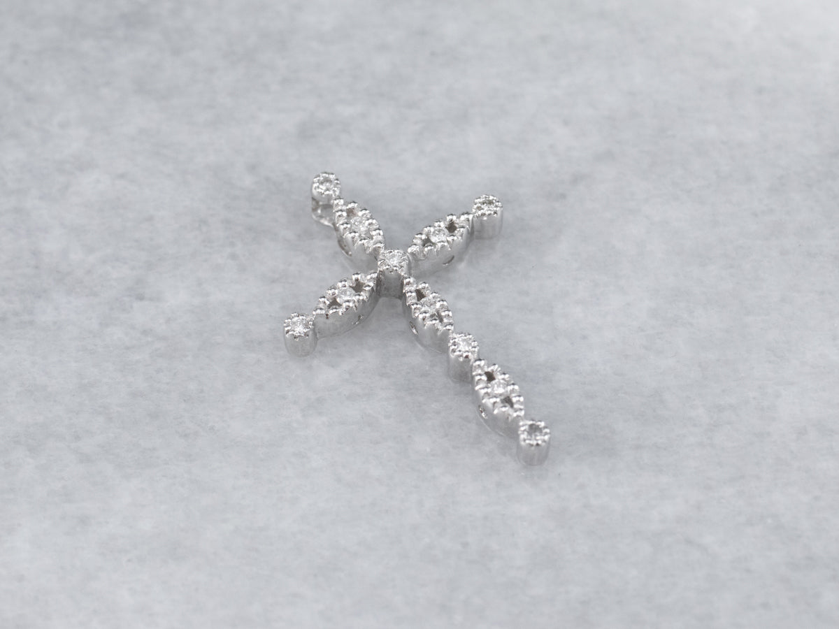 White Gold Ladies Diamond Cross