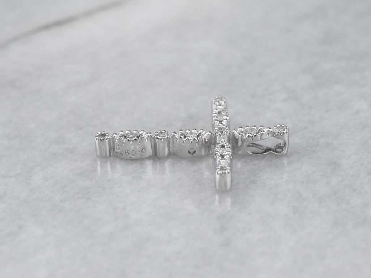 White Gold Ladies Diamond Cross