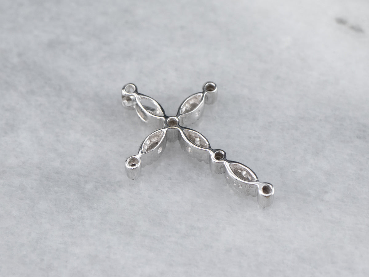 White Gold Ladies Diamond Cross