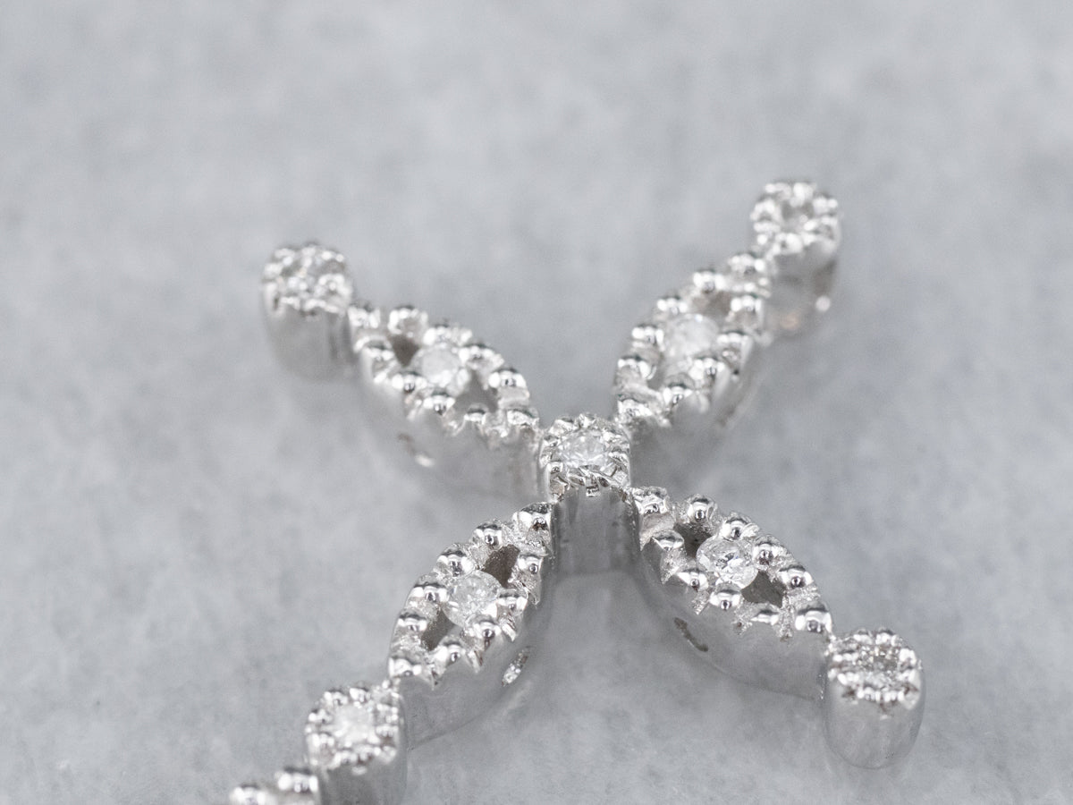 White Gold Ladies Diamond Cross