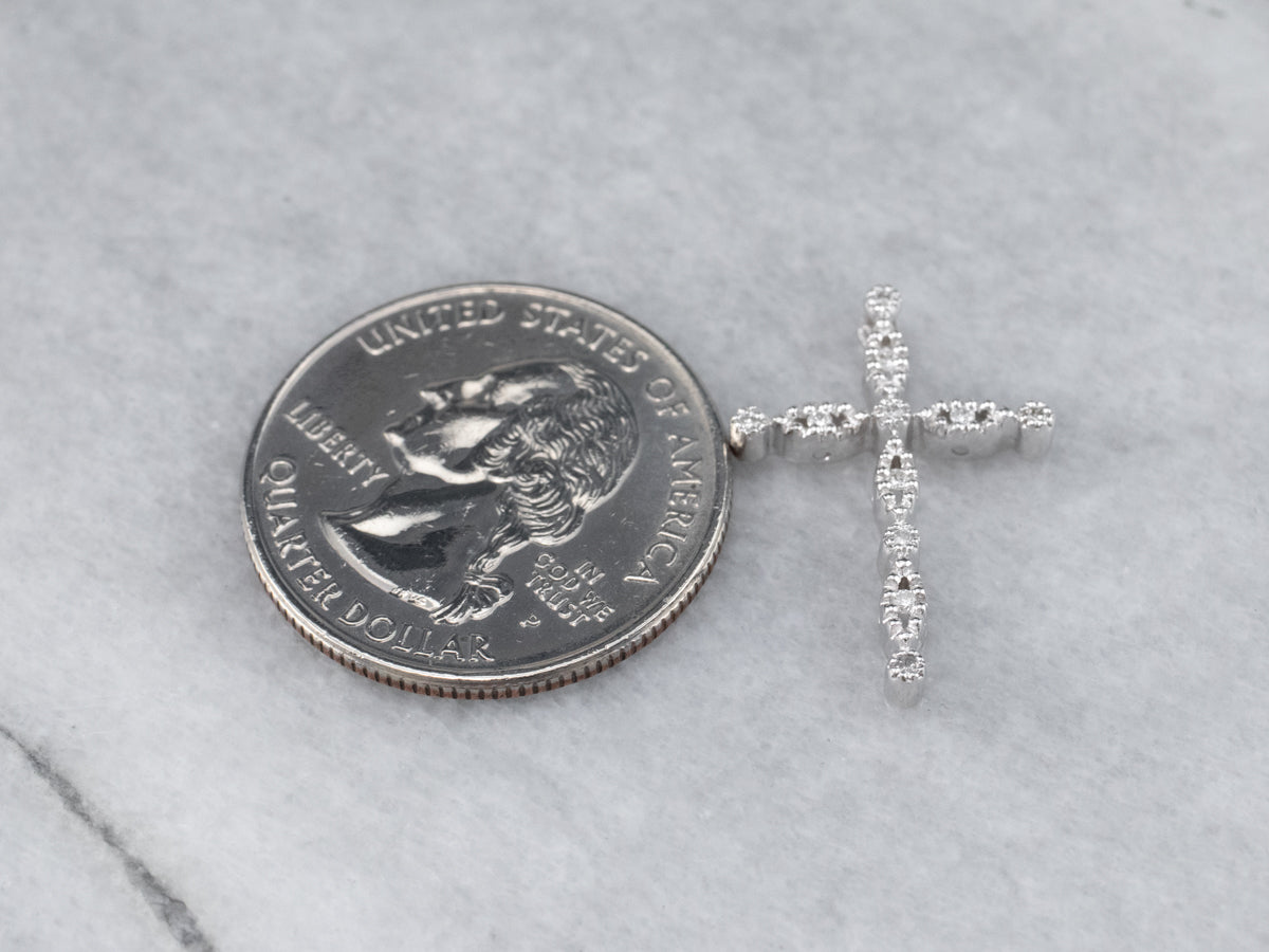 White Gold Ladies Diamond Cross