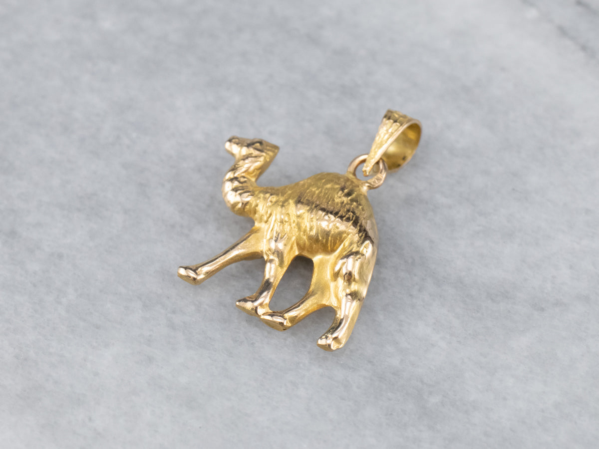 High 18K Gold Camel Charm Pendant