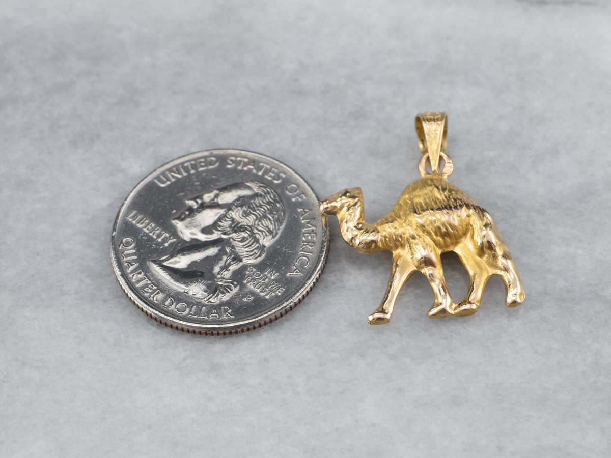 High 18K Gold Camel Charm Pendant