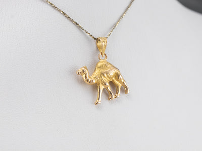 High 18K Gold Camel Charm Pendant