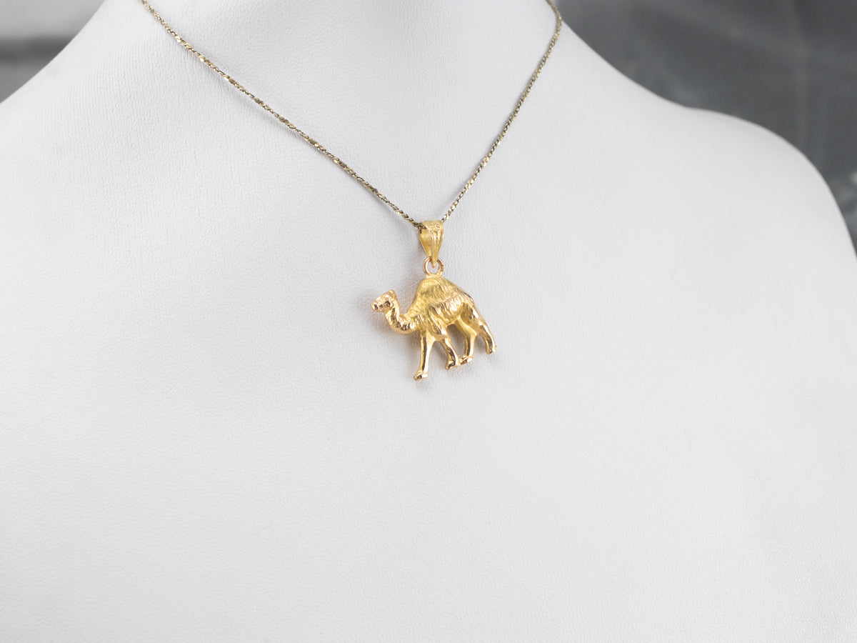 High 18K Gold Camel Charm Pendant