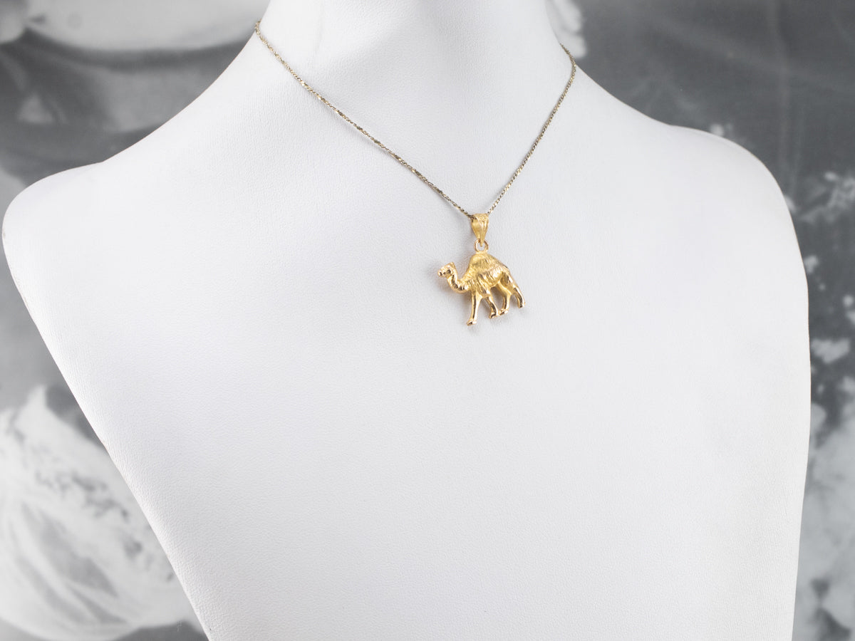 High 18K Gold Camel Charm Pendant