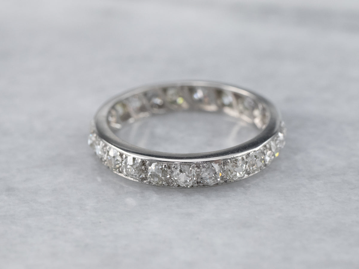 Antique Old Mine Cut Diamond Eternity Band