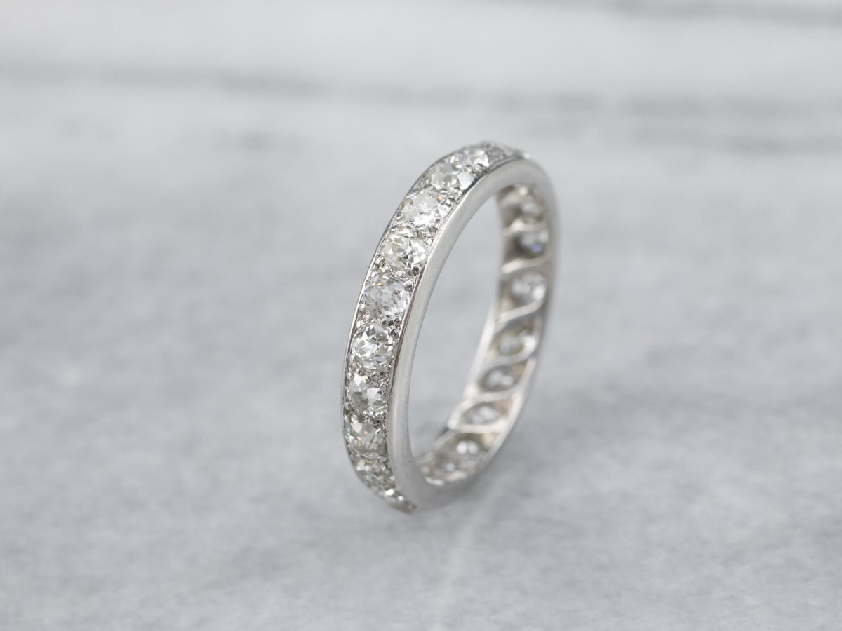 Antique Old Mine Cut Diamond Eternity Band