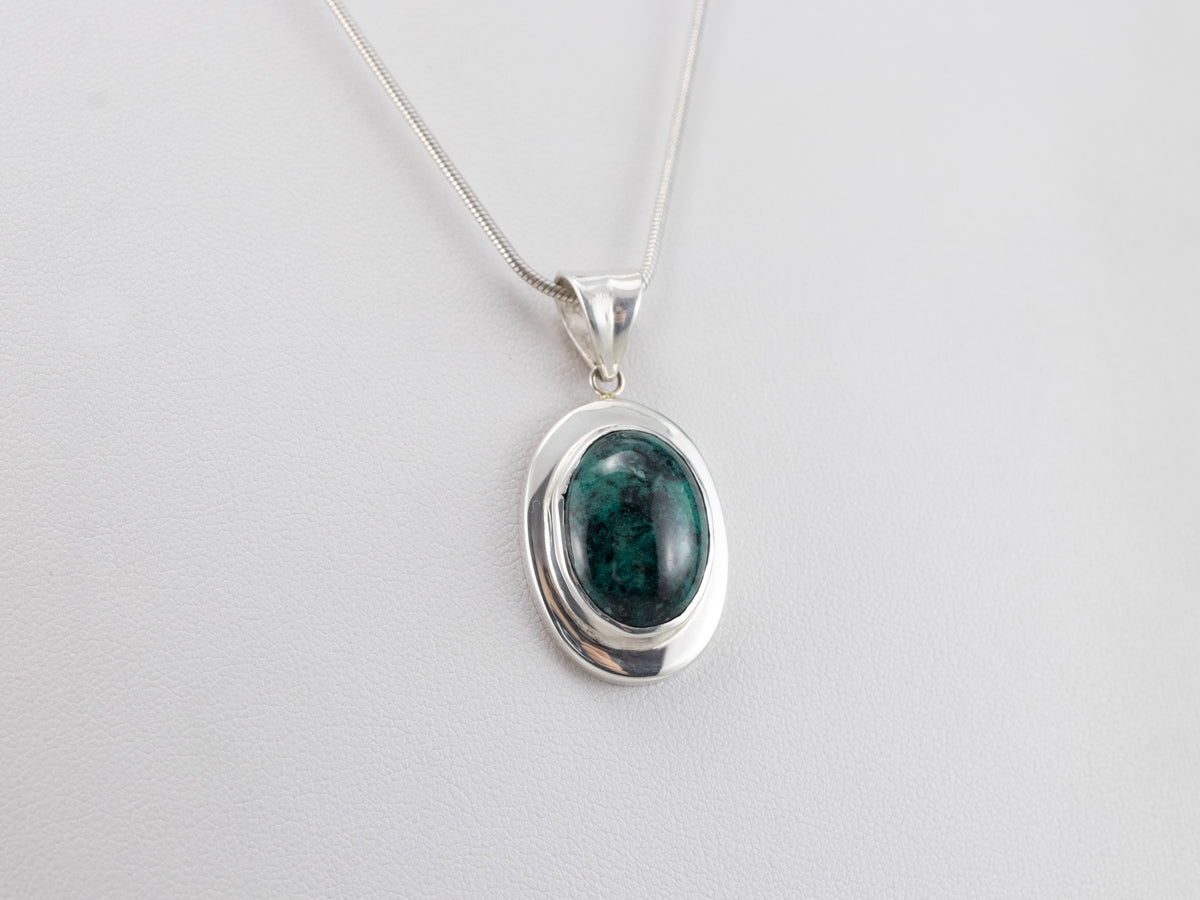 Sterling Silver Unisex Chrysocolla Pendant