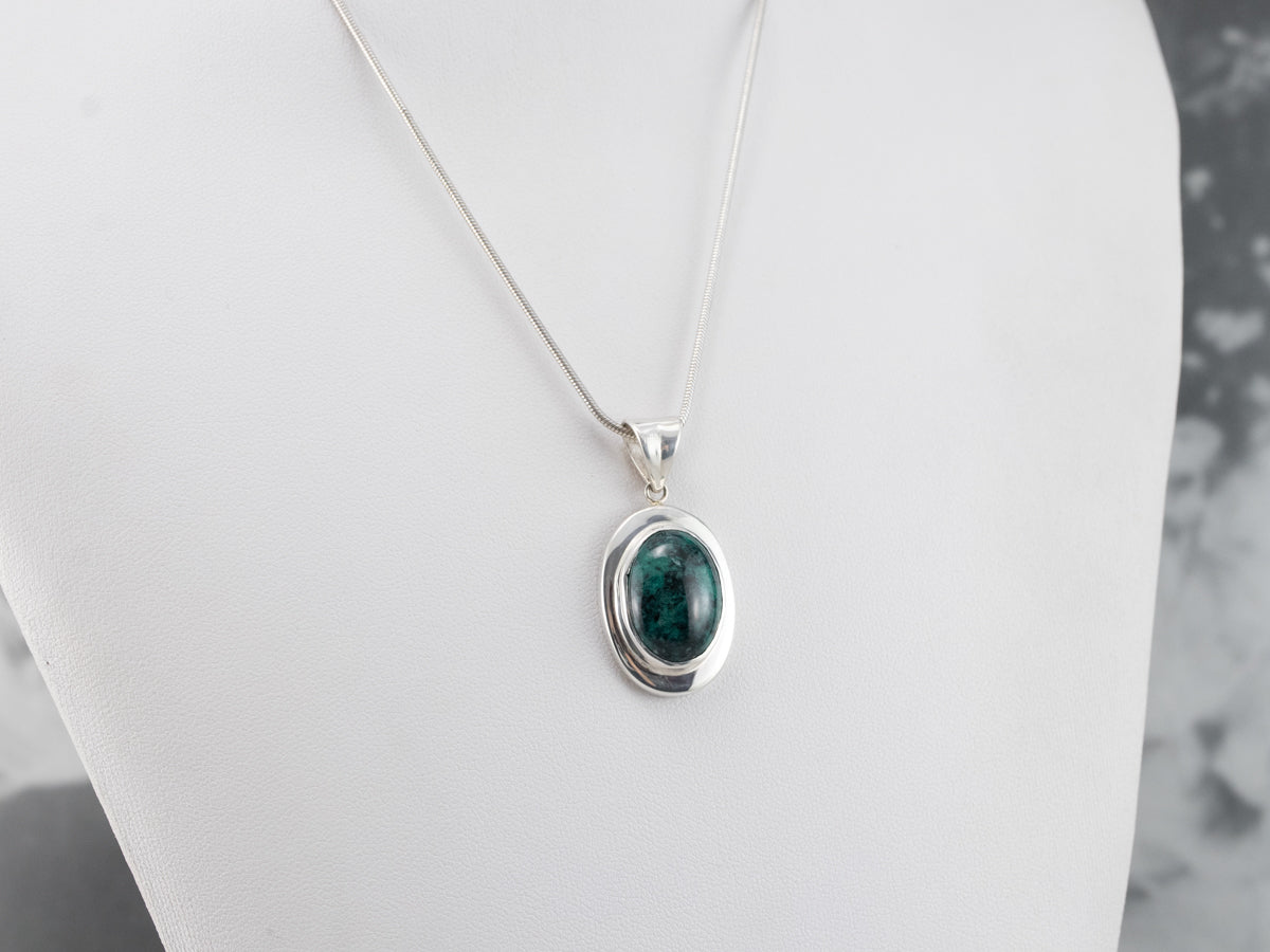 Sterling Silver Unisex Chrysocolla Pendant