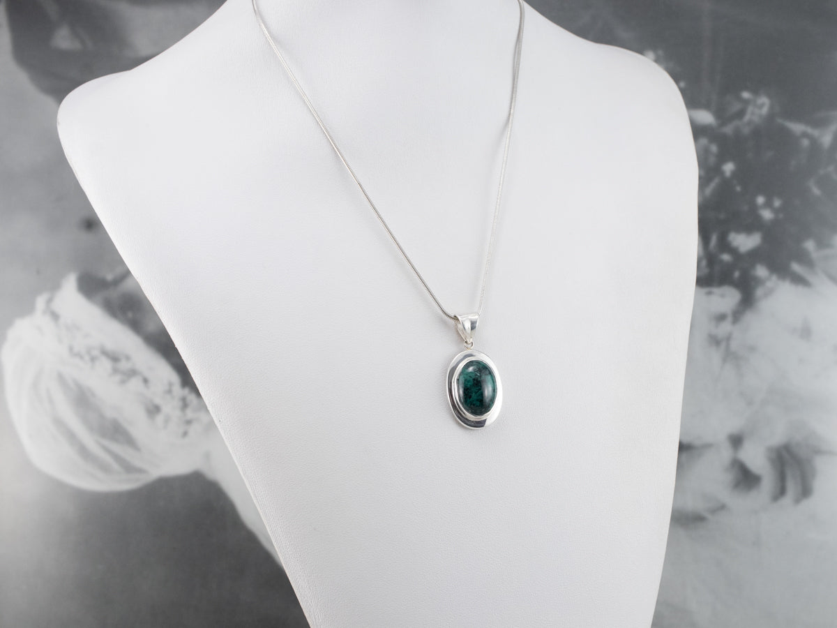 Sterling Silver Unisex Chrysocolla Pendant