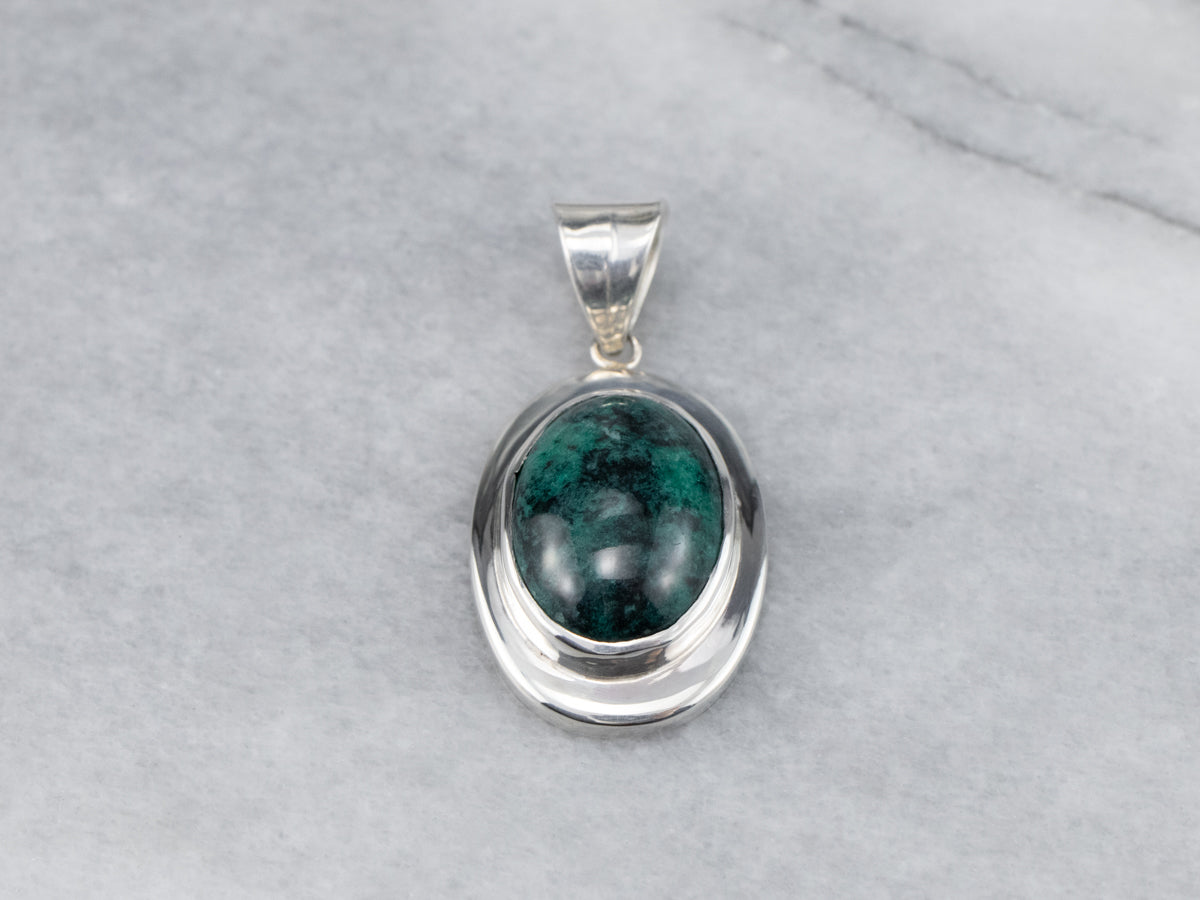 Sterling Silver Unisex Chrysocolla Pendant
