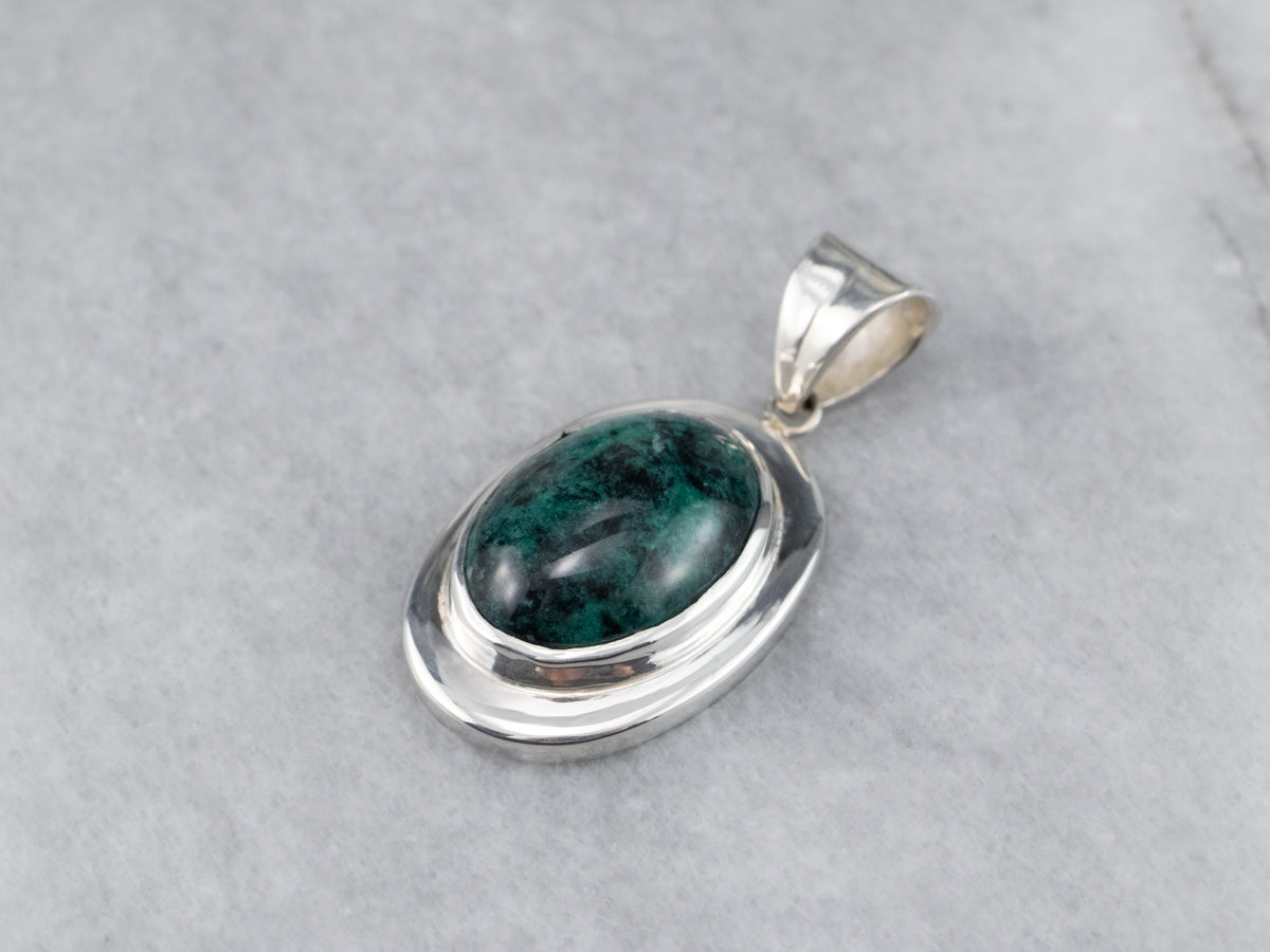 Sterling Silver Unisex Chrysocolla Pendant