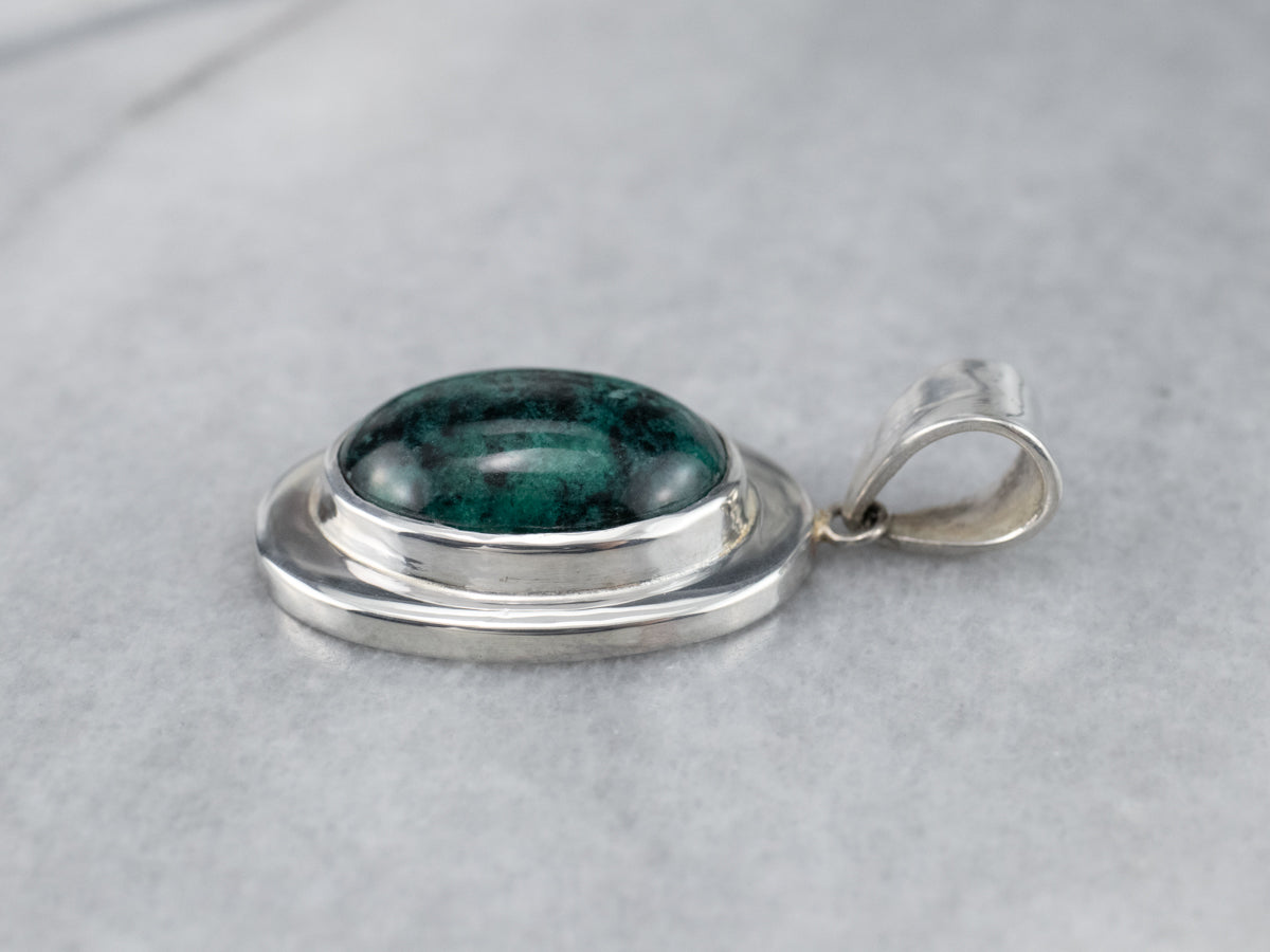 Sterling Silver Unisex Chrysocolla Pendant