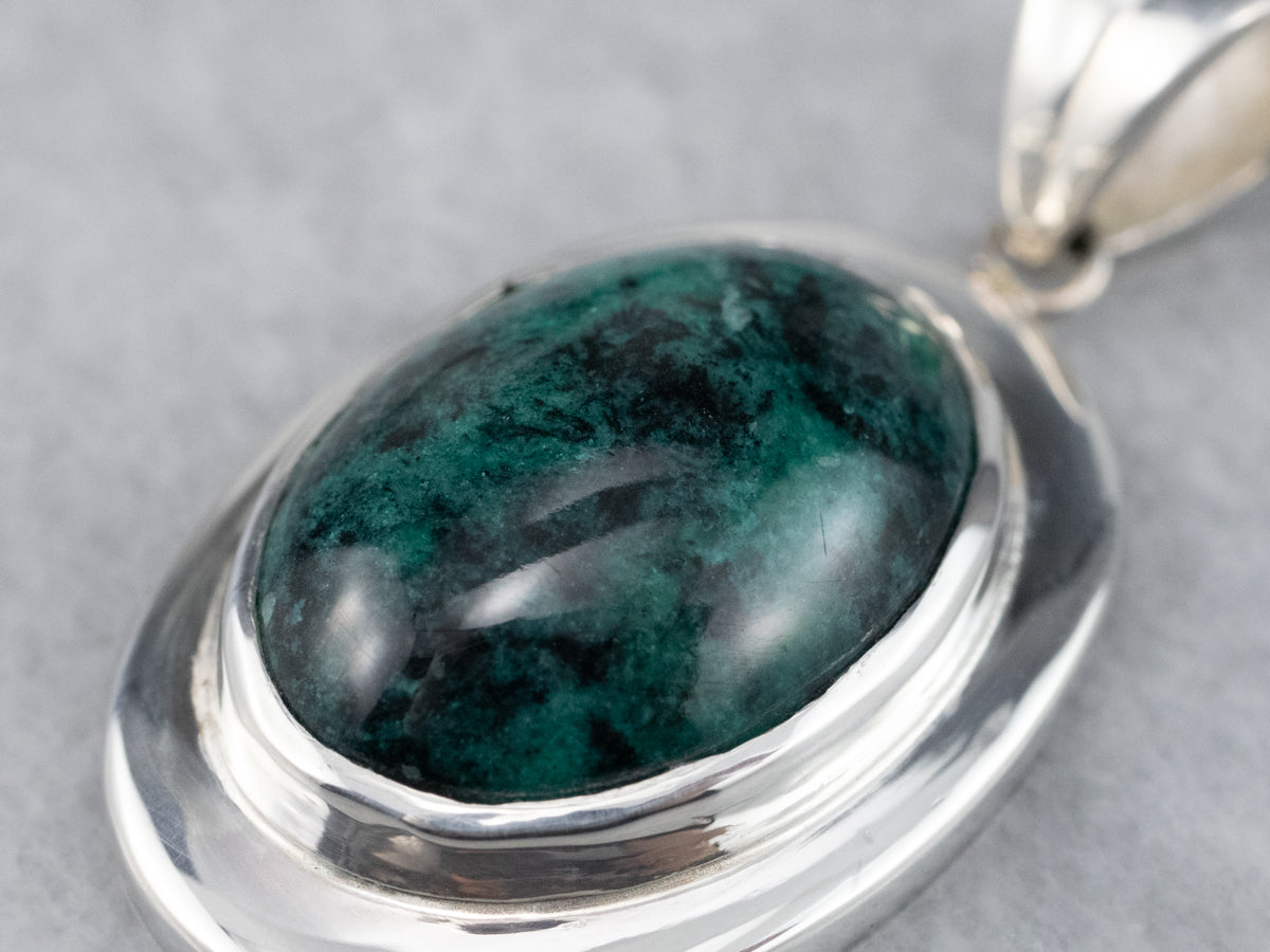 Sterling Silver Unisex Chrysocolla Pendant