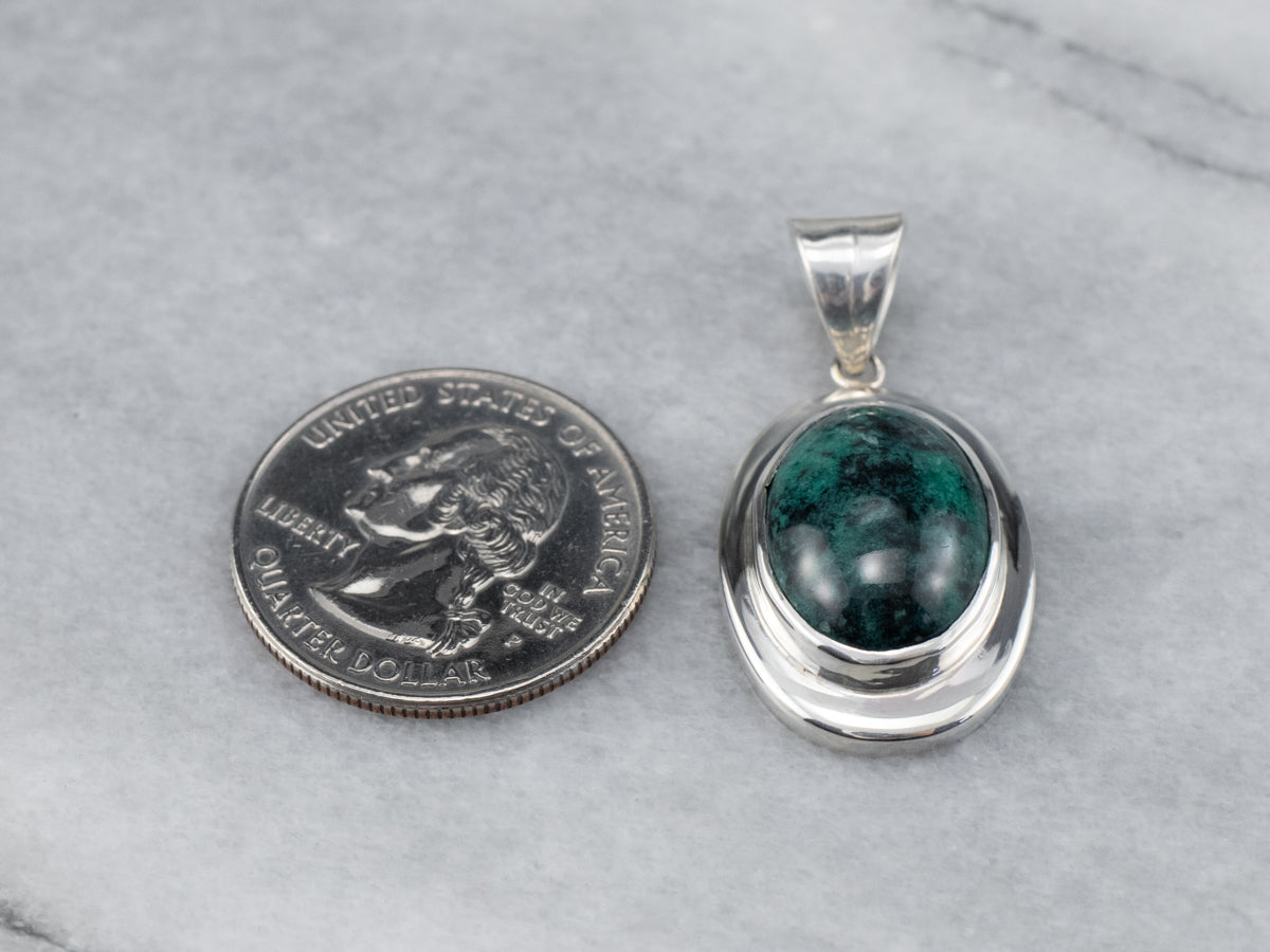 Sterling Silver Unisex Chrysocolla Pendant