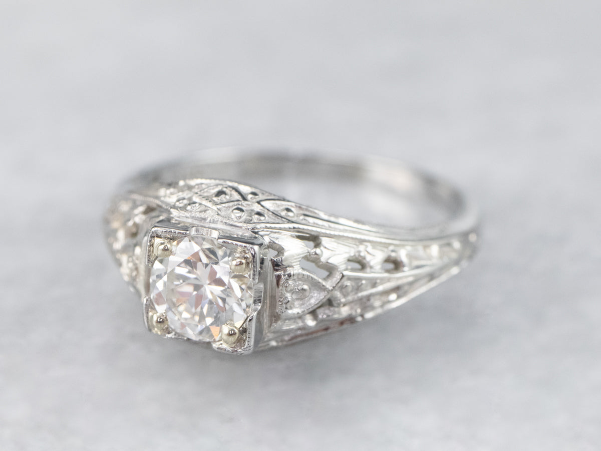 Art Deco Diamond Solitaire Engagement Ring