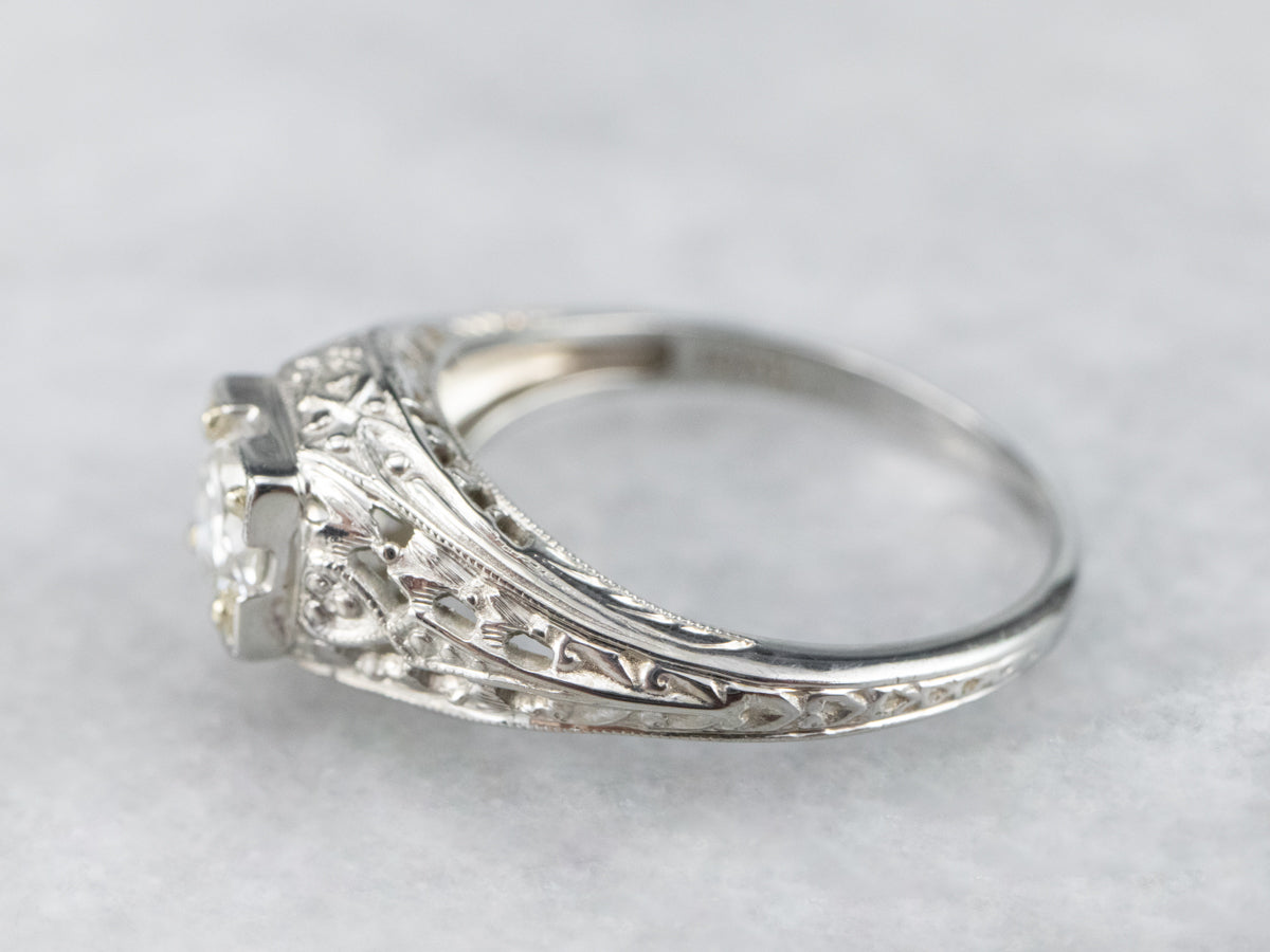 Art Deco Diamond Solitaire Engagement Ring