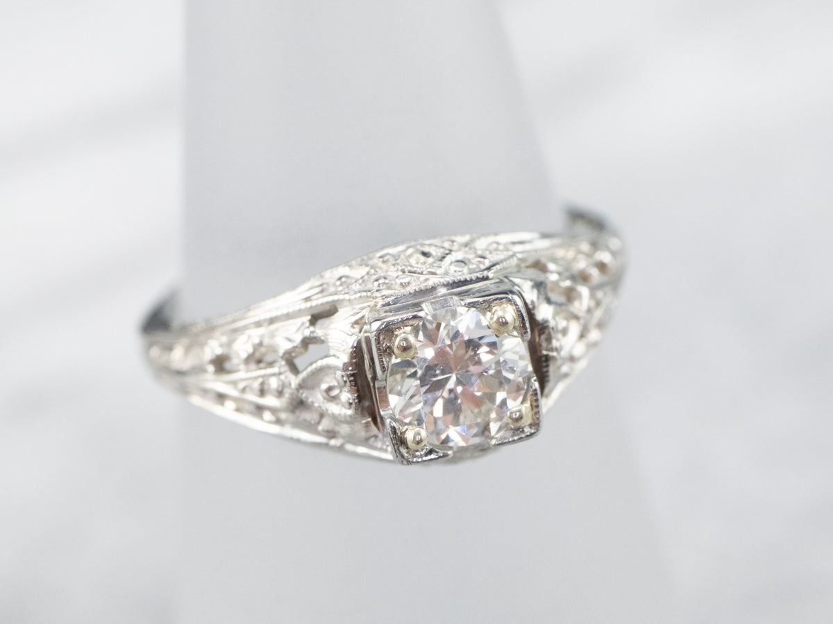 Art Deco Diamond Solitaire Engagement Ring