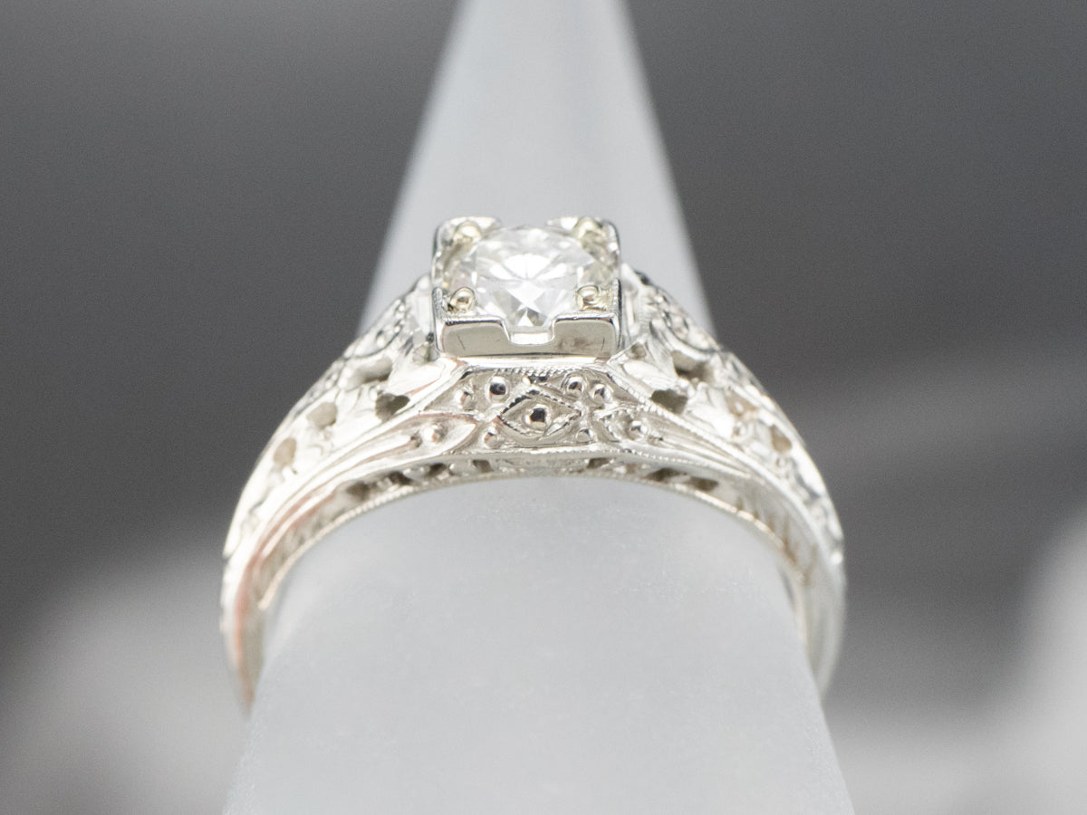 Art Deco Diamond Solitaire Engagement Ring
