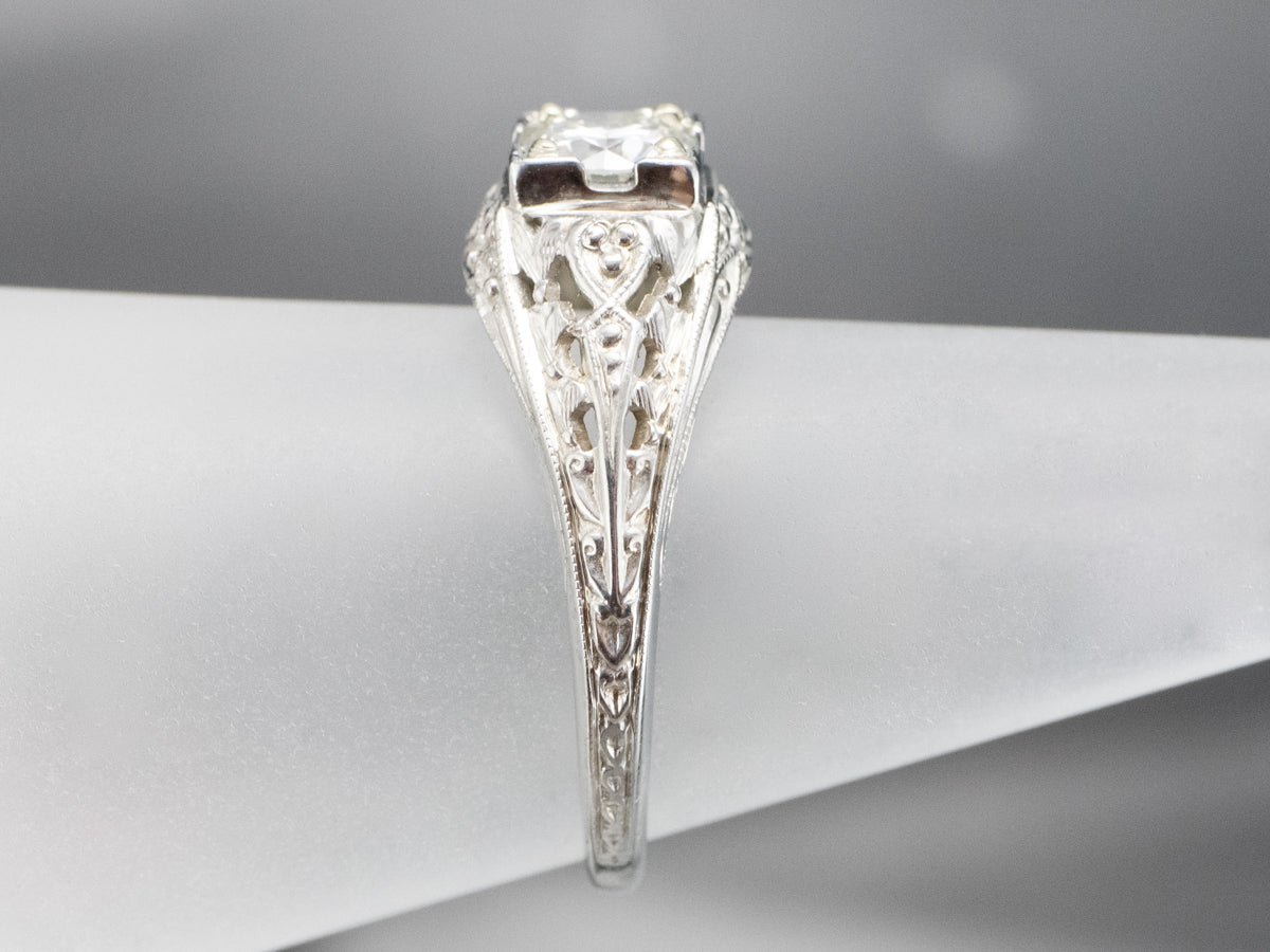 Art Deco Diamond Solitaire Engagement Ring