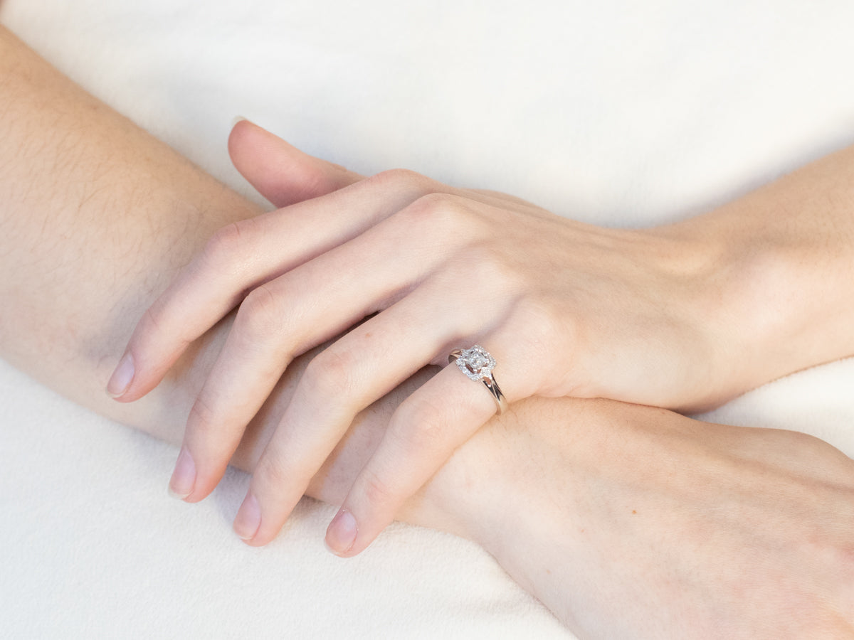 Modern Diamond Halo Engagement Ring