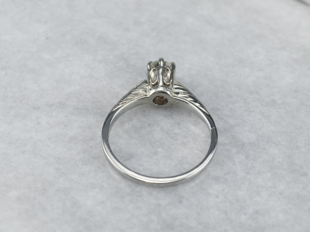 Engraved Diamond Engagement Ring