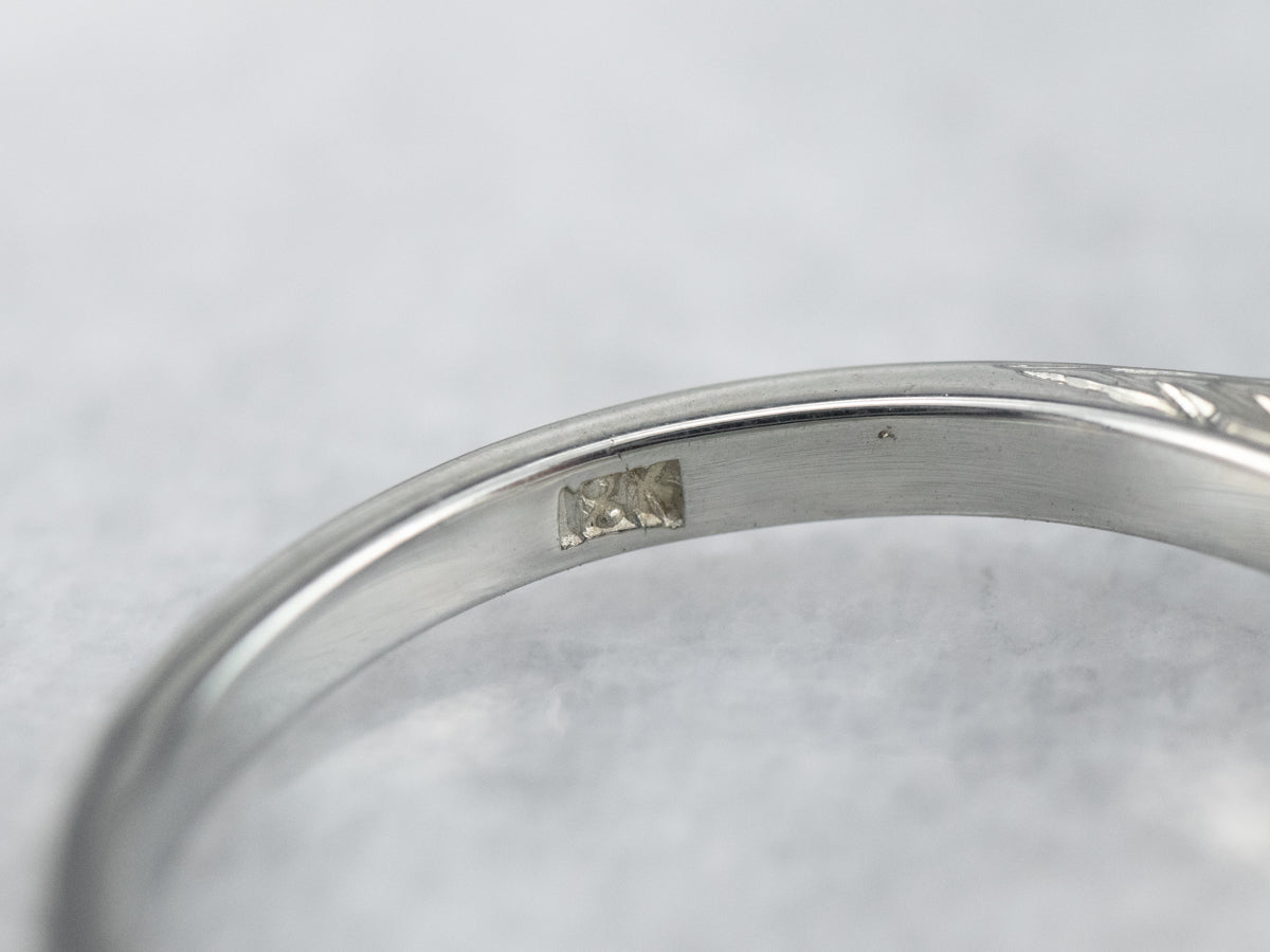 Engraved Diamond Engagement Ring