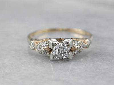 Retro Diamond Engagement Ring