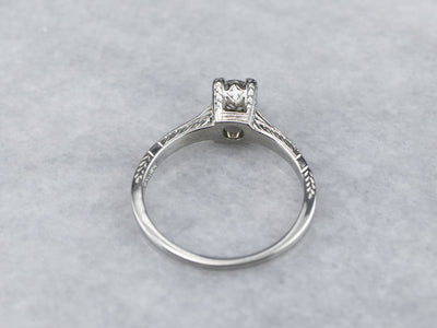 Antique Transition Cut Diamond Solitaire Engagement Ring