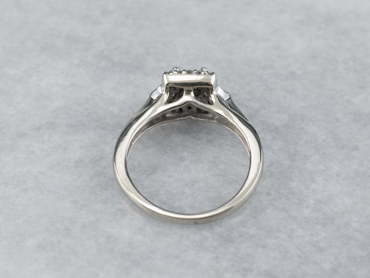 Modern Diamond Halo Engagement Ring