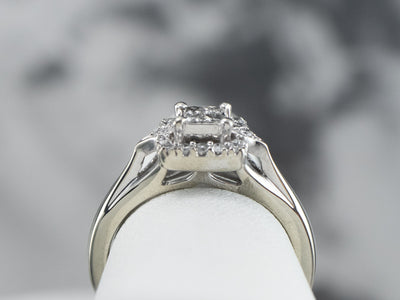 Modern Diamond Halo Engagement Ring