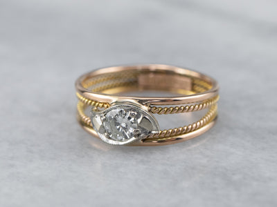 Two Tone Gold Diamond Engagement Ring