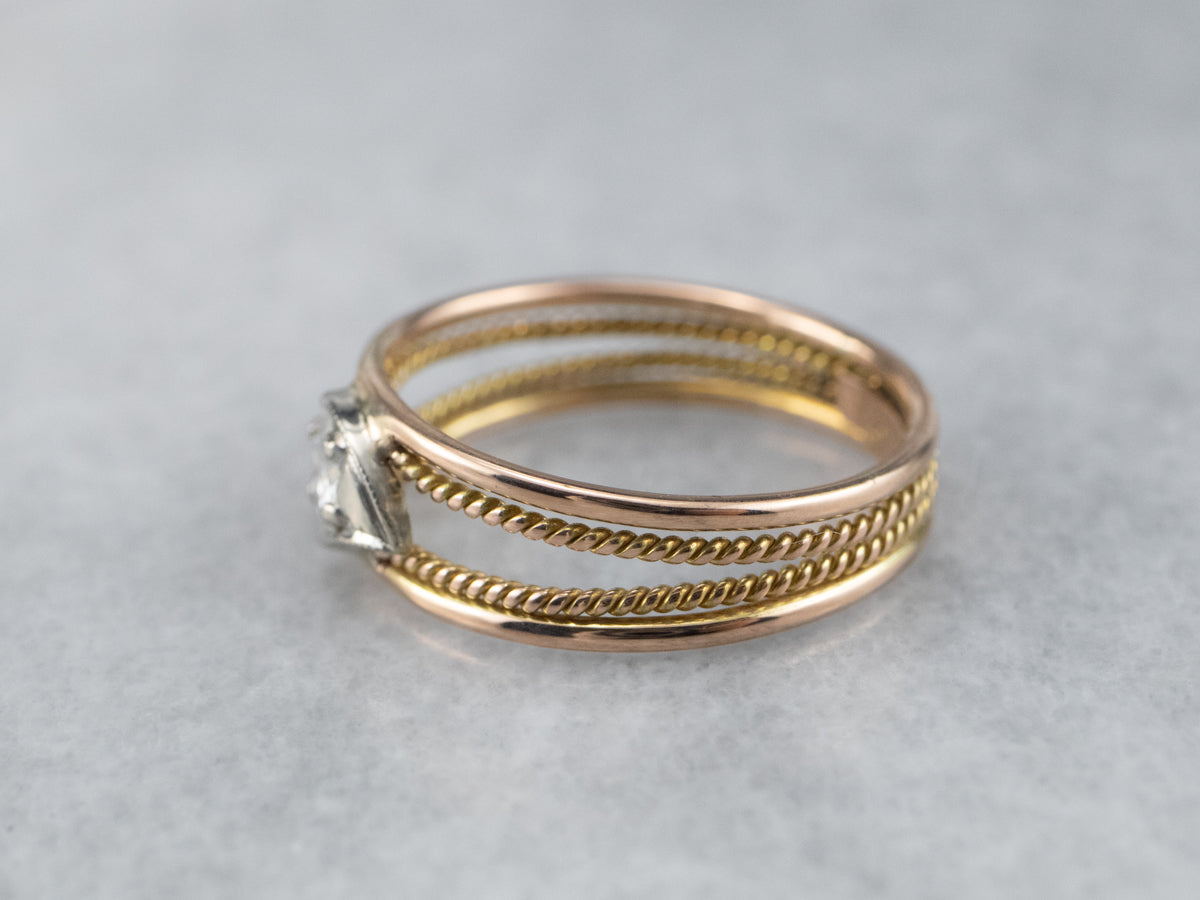 Two Tone Gold Diamond Engagement Ring