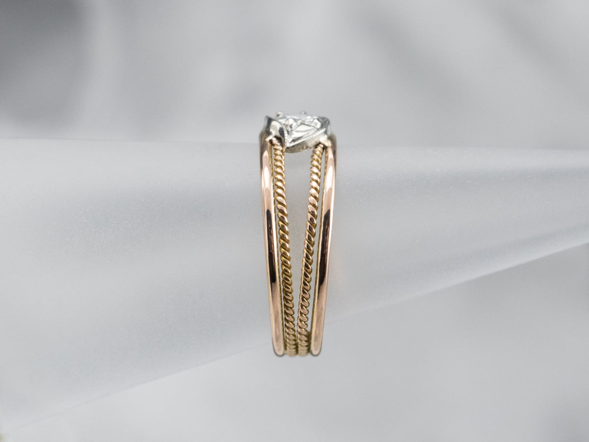 Two Tone Gold Diamond Engagement Ring