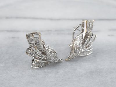 Vintage 18K White Gold Diamond Drop Earrings