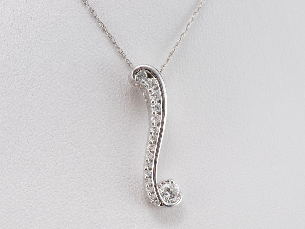 White Gold Scrolling Diamond Pendant