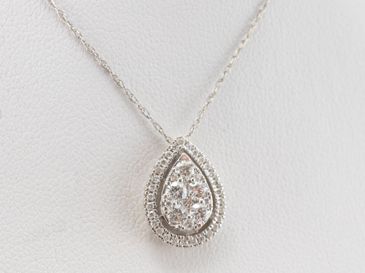 Teardrop Diamond Cluster Slide Pendant