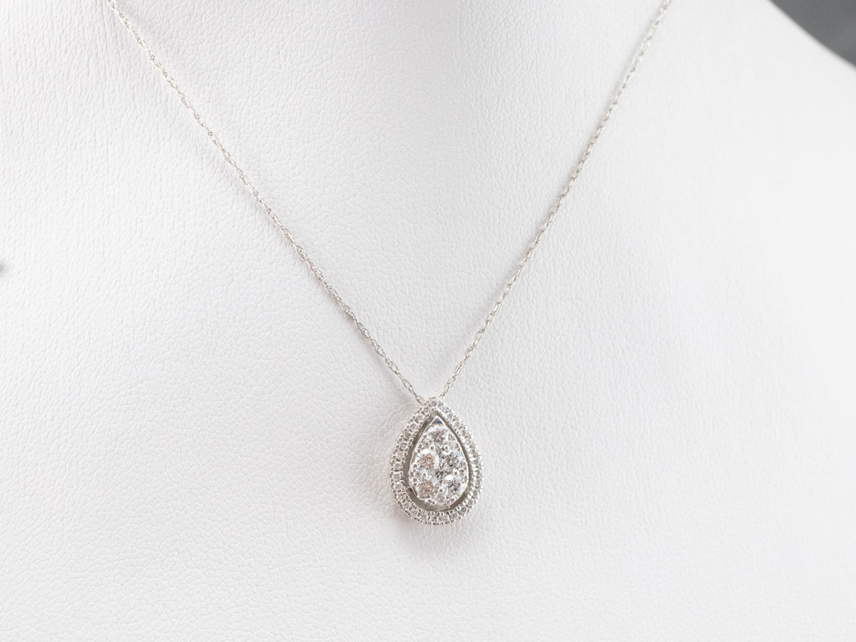 Teardrop Diamond Cluster Slide Pendant