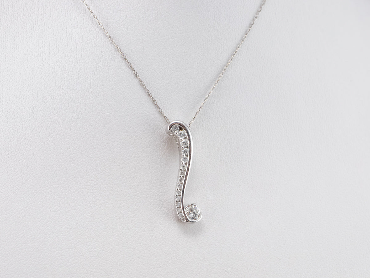 White Gold Scrolling Diamond Pendant