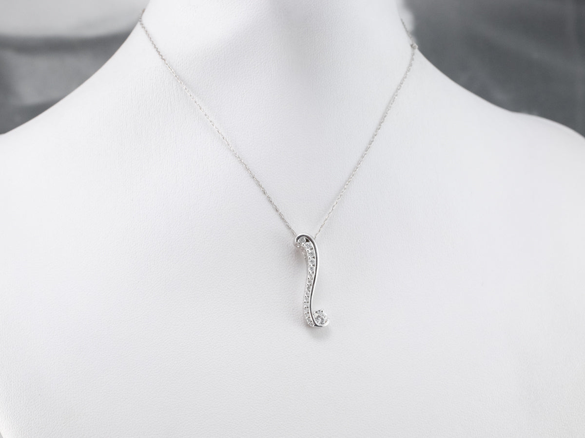 White Gold Scrolling Diamond Pendant